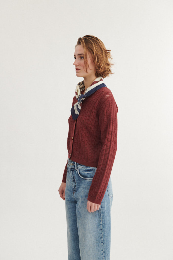 Basic Apparel Tricia Cardigan Sweaters 792 Bordeaux Truffle